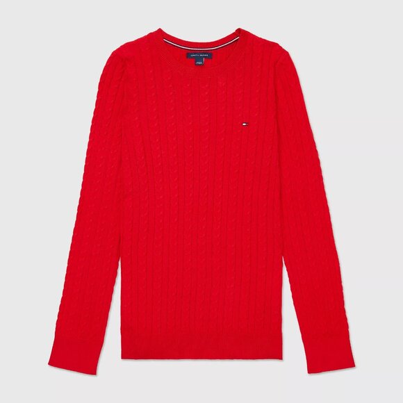 TOMMY HIFGER Baby Cable Long Sleeve U Neck Woman Sweater M - Picture 2 of 12